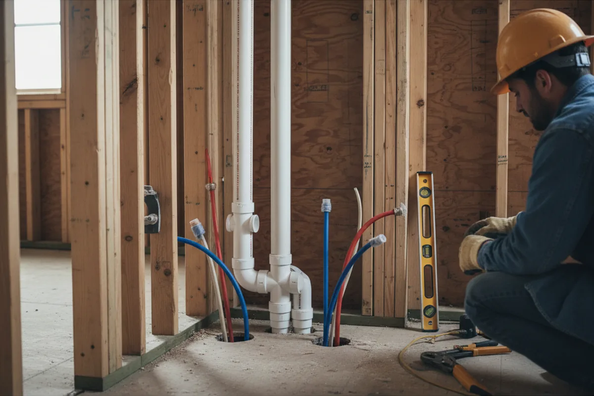 Drain and supply rough-in during Garbage Disposal Repair in Lancaster